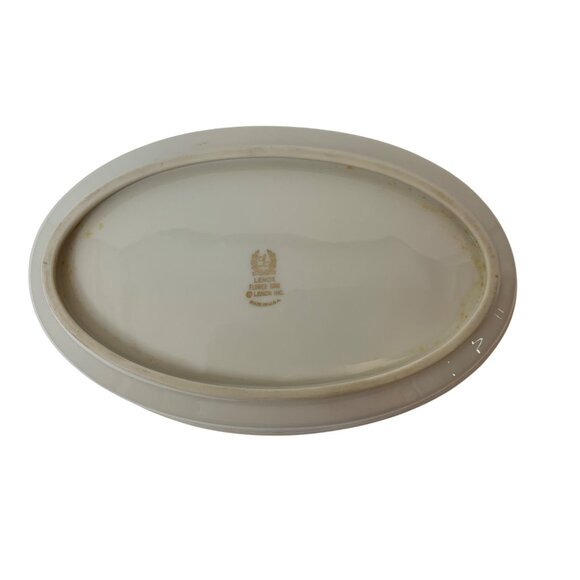VTG 80s Lenox Flower Song Oval Serving Bowl 10" X 6" Porcelain Gold Trim L10092 - Picture 5 of 5